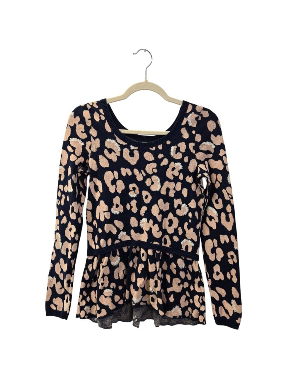 Anthropologie Moth Cotton Blend Floral Peplum Sweater Size Small